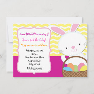 Girls Spring Easter Bunny Rabbit Invitation