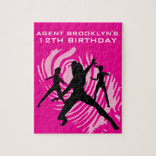 Girls Spy Party Pink Fingerprint Jigsaw Puzzle
