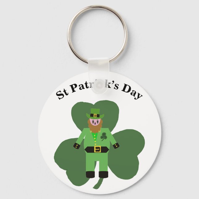 Girls St Patricks Day Leprechaun Keychain (Front)
