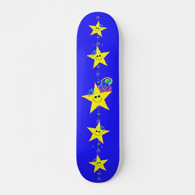 Girl's Stars Number 8 Skateboard (Front)