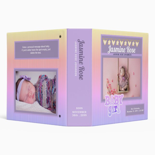 Girls Striped Pastel Hues Photo Scrapbook Binder (Background)