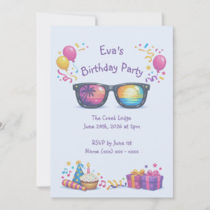 Girls Summertime Birthday Invitation