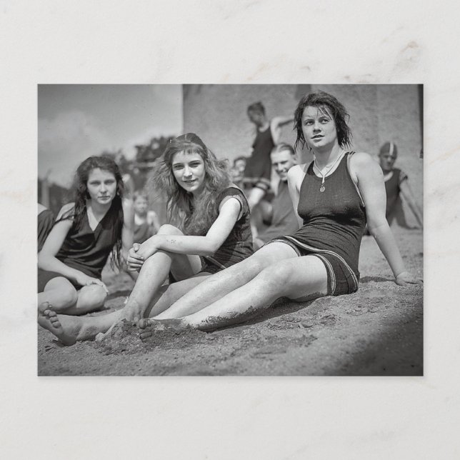 Girls Sunbathing, 1920s Vintage Postcard (Front)