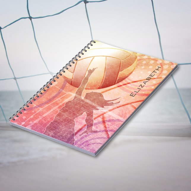 Girl's sunset Beach volleyball personalized  Notebook (Creator Uploaded)