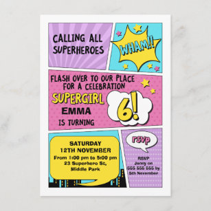 Superhero Birthday Invitations / Watercolor -  Canada