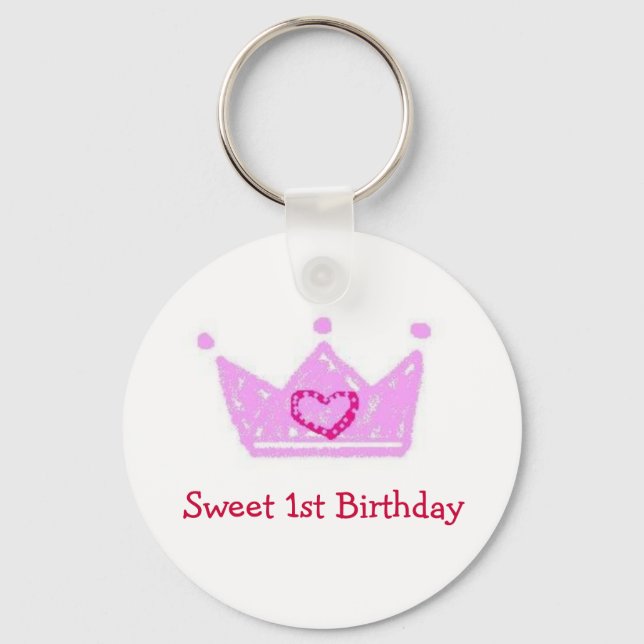 Girl's Sweet 1st Birthday Key Chain (Front)