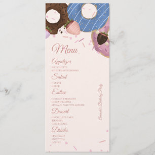 Girls Sweet Donut Pastel Birthday Menu