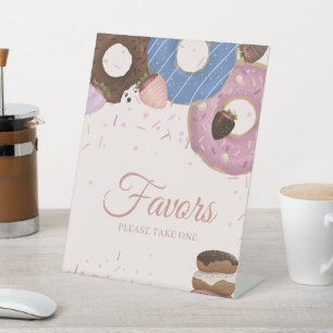 Girls Sweet Doughnut Pastel Favours Birthday Pedestal Sign
