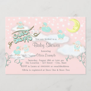 Girls Sweet Dreams Baby Shower Invitation