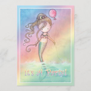 Girls Sweet Mermaid Birthday Party Invitations
