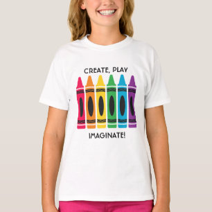 Girls’ T-Shirt with Crayon Design Custom Text