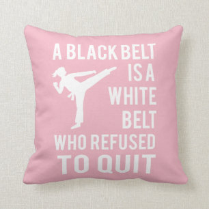 Girl's Taekwondo Karate Black Belt Congratulations Throw Pillow