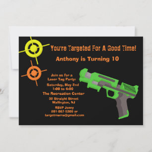 Girls Target Laser Tag Birthday Party Invitation