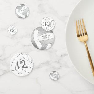 girls teens grey silver volleyball party confetti