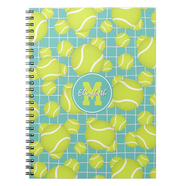 girls tennis balls w net detail personalized notebook (Front)
