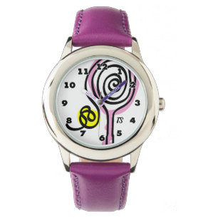 Girl's tennis watch with cute racket and monogram