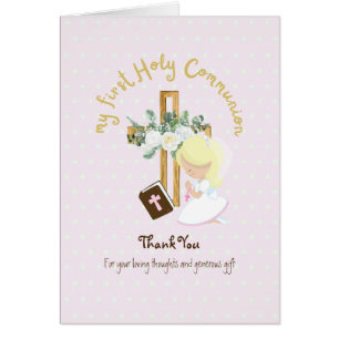 Girl's Thank You Holy Communion Card - Blonde