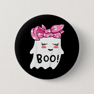 Girls Toddler Happy Halloween Ghost With Bandana S 2 Inch Round Button