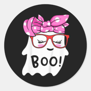 Girls Toddler Happy Halloween Ghost With Bandana S Classic Round Sticker