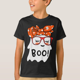 Girls Toddler Happy Halloween Ghost With Bandana S T-Shirt