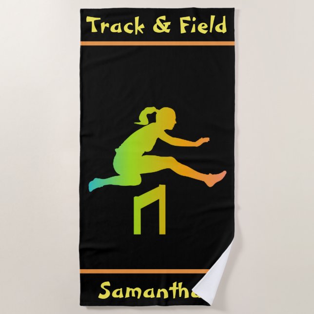 Girls Track and Field Beach Towel (Front)