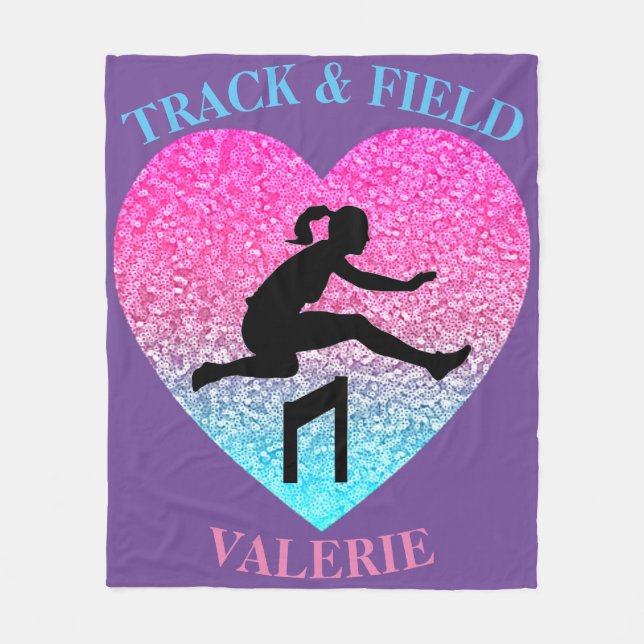 Girls Track & Field Fleece Blanket (Front)