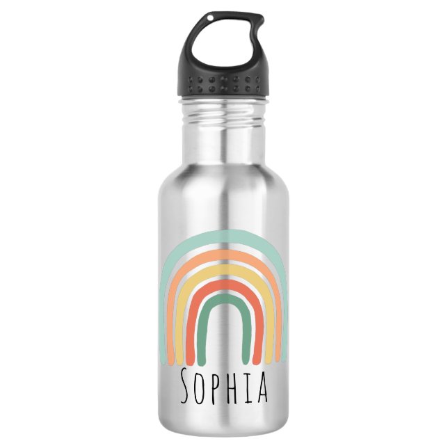 Girls Trendy and Whimsical Rainbow Kids School 532 Ml Water Bottle (Front)