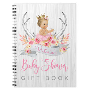 Girls Tribal Antler Baby Shower Guest Gift Book