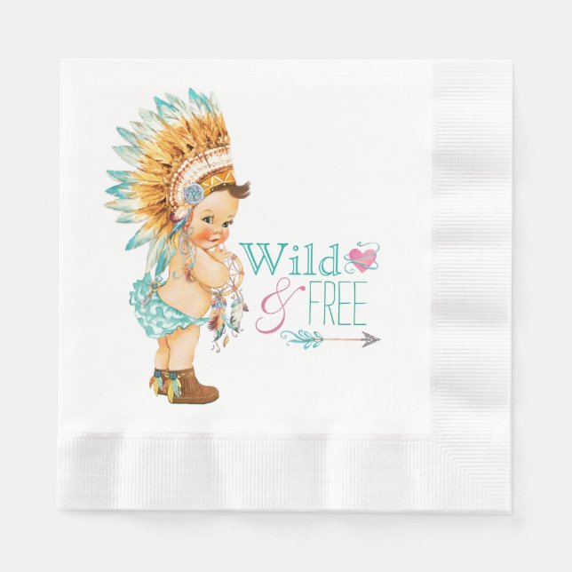 Girls Tribal Baby Shower Napkin (Front)