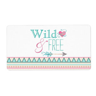 Girls Tribal Baby Shower Water Bottle Labels