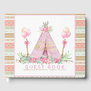 Girls Tribal Teepee Birthday Party Guest Book
