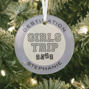 Girls Trip 2022 Girls Weekend Vacation Custom Glass Ornament