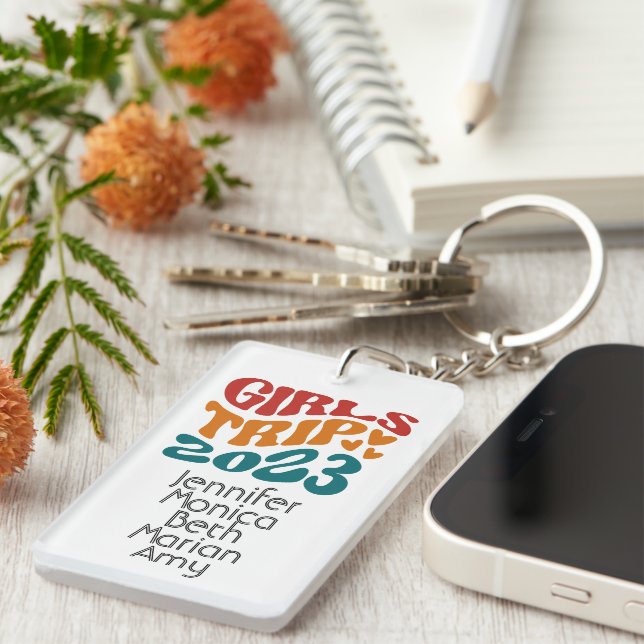 Girl's Trip 2023 Customizable Colours and Text Keychain (Front Right)