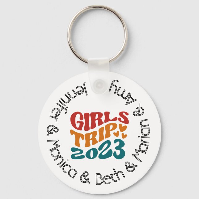 Girl's Trip 2023 Customizable Colours and Text Keychain (Front)