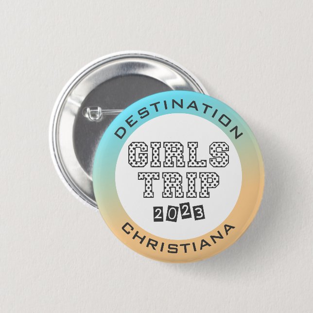 Girls Trip 2023 Vacation Tropical Gradient Custom 2 Inch Round Button (Front & Back)