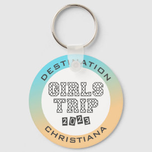 Girls Trip 2023 Vacation Tropical Gradient Custom Keychain