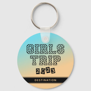 Girls Trip 2023 Vacation Tropical Gradient Custom Keychain