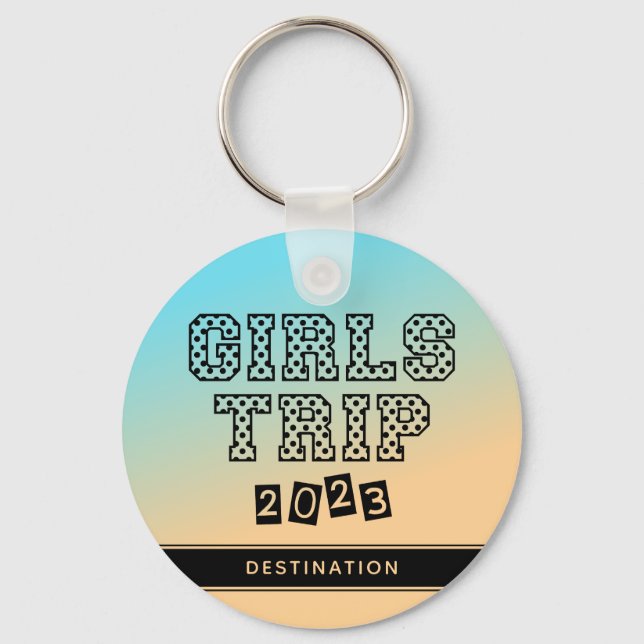 Girls Trip 2023 Vacation Tropical Gradient Custom Keychain (Front)