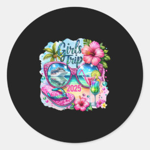 Girls Trip 2025 Summer Trip Vacation Tropical Crui Classic Round Sticker