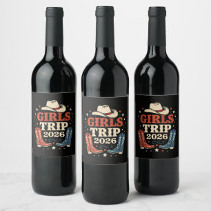 Girls Trip 2026 Family Matching Western Vacation Wine Label