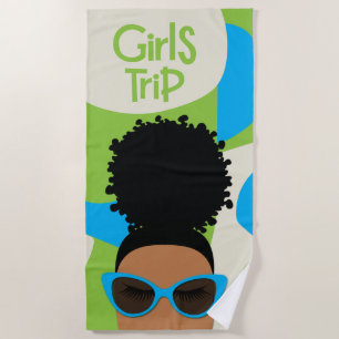 Girls Trip Blue and Green Beach Towel