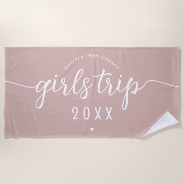Girls Trip Cheaper Than Therapy Custom Vacation Beach Towel (Front)