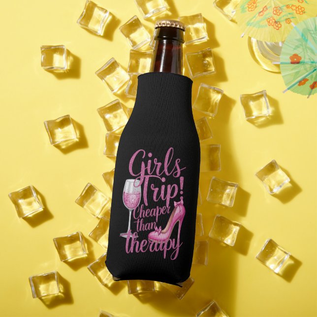 Girls Trip Cheaper Than Therapy Weekend Wine Party Bottle Cooler (In Situ Summer)