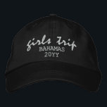 Girls Trip Modern Script Typography Personalized Embroidered Hat<br><div class="desc">Girls Trip Modern Script Typography Personalized Custom Embroidered Baseball Cap features the simple modern embroidered text "Girls Trip" with your personalized location and date or year. Perfect for your next girls trip. Created by Evco Studio www.zazzle.com/store/evcostudio</div>