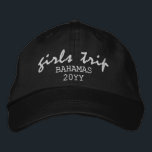 Girls Trip Modern Script Typography Personalized Embroidered Hat<br><div class="desc">Girls Trip Modern Script Typography Personalized Custom Embroidered Baseball Cap features the simple modern embroidered text "Girls Trip" with your personalized location and date or year. Perfect for your next girls trip. Created by Evco Studio www.zazzle.com/store/evcostudio</div>