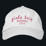 Girls Trip Modern Script Typography Personalized Embroidered Hat<br><div class="desc">Girls Trip Modern Script Typography Personalized Custom Embroidered Baseball Cap features the simple modern embroidered text "Girls Trip" with your personalized location and date or year. Perfect for your next girls trip. Created by Evco Studio www.zazzle.com/store/evcostudio</div>
