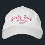 Girls Trip Modern Script Typography Personalized Embroidered Hat<br><div class="desc">Girls Trip Modern Script Typography Personalized Custom Embroidered Baseball Cap features the simple modern embroidered text "Girls Trip" with your personalized location and date or year. Perfect for your next girls trip. Created by Evco Studio www.zazzle.com/store/evcostudio</div>