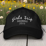 Girls Trip Modern Script Typography Personalized Embroidered Hat<br><div class="desc">Girls Trip Modern Script Typography Personalized Custom Embroidered Baseball Cap features the simple modern embroidered text "Girls Trip" with your personalized location and date or year. Perfect for your next girls trip. Created by Evco Studio www.zazzle.com/store/evcostudio</div>