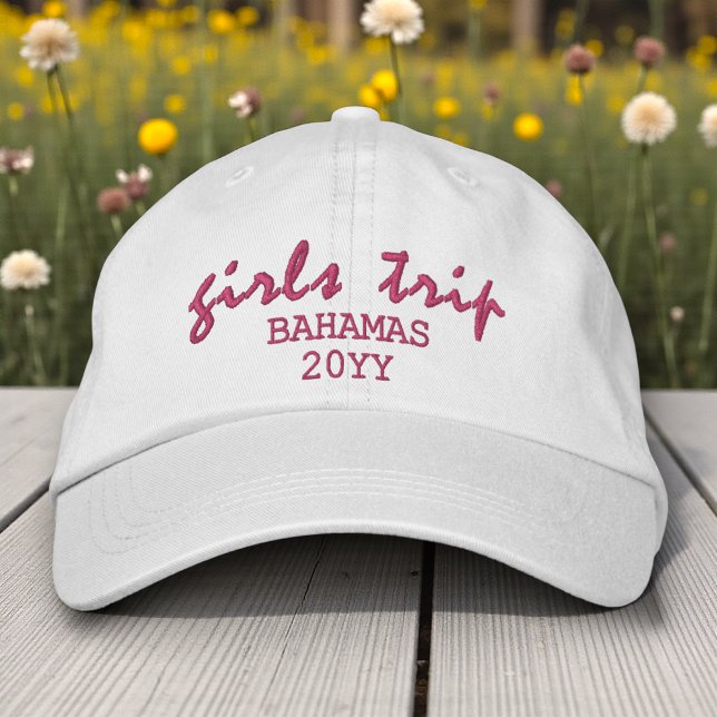 Girls Trip Modern Script Typography Personalized Embroidered Hat (Creator Uploaded)