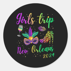 Girls Trip New Orleans 2024 Mardi Gras Mask Beads  Classic Round Sticker